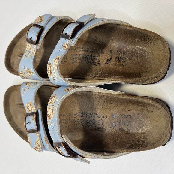 BIRKIS By Birkenstock Michele Slide Sandals Blue Floral Size Womens EU 37 L6 M4 - Picture 12 of 13